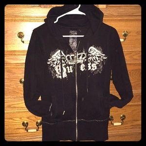 Black Blingy Guess Full Zip Hoodie